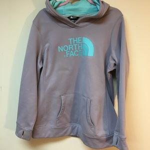 The North Face light purple and teal blue hoodie